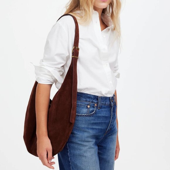 Madewell Chocolate Suede Crescent Shoulder Bag - Picture 6 of 6